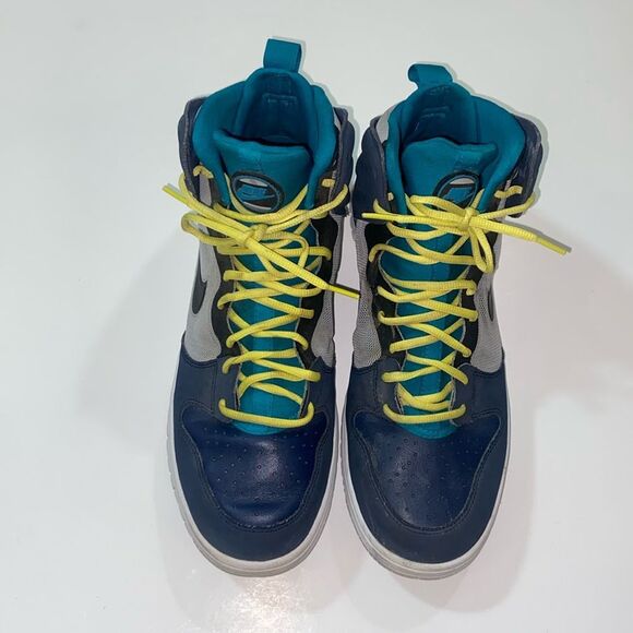 Nike Air Flight High Can’t Jump Blue Sneakers with Yellow Laces Men Size 12 USA - Picture 12 of 15